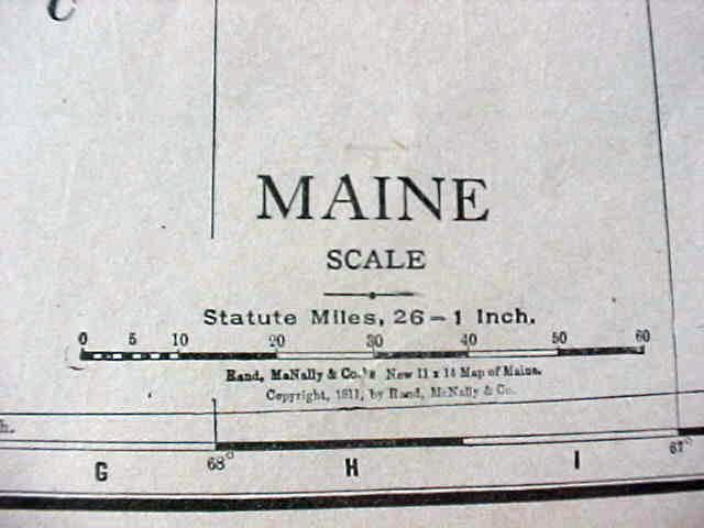Map Maine New Hampshire 1912 Antique