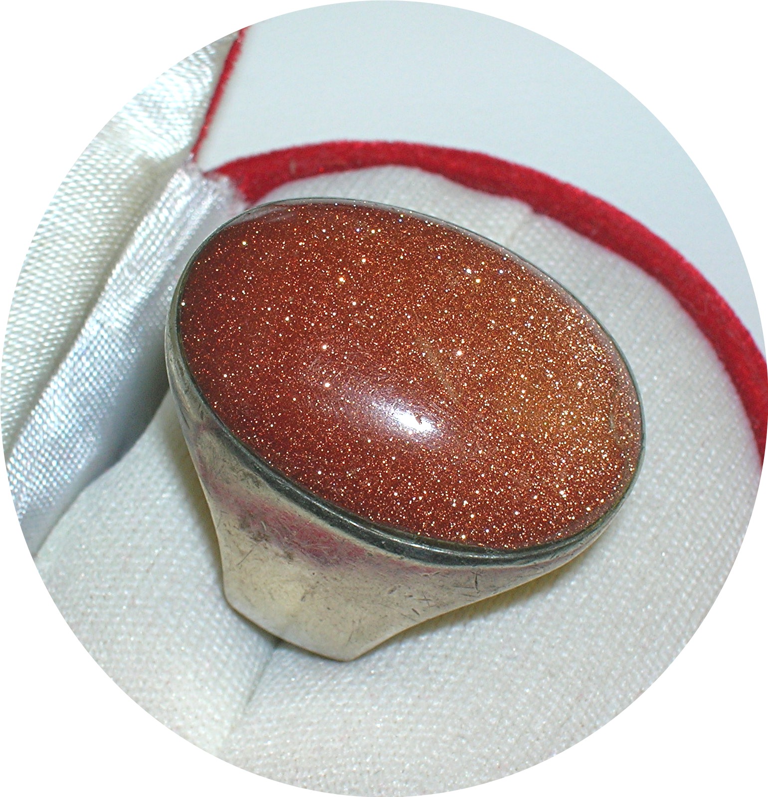 Vintage Sterling Silver and Goldstone Ring