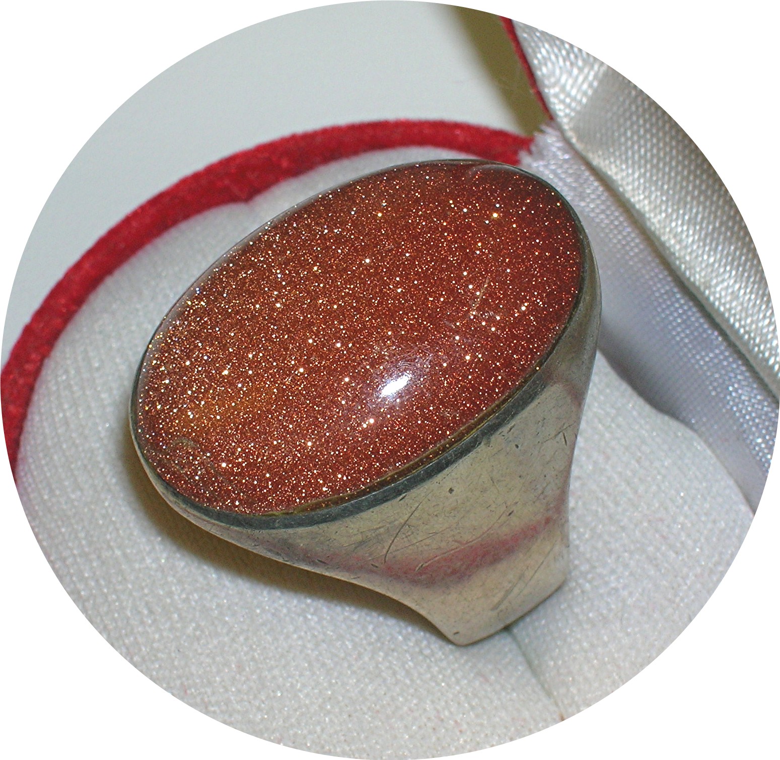 Vintage Sterling Silver and Goldstone Ring