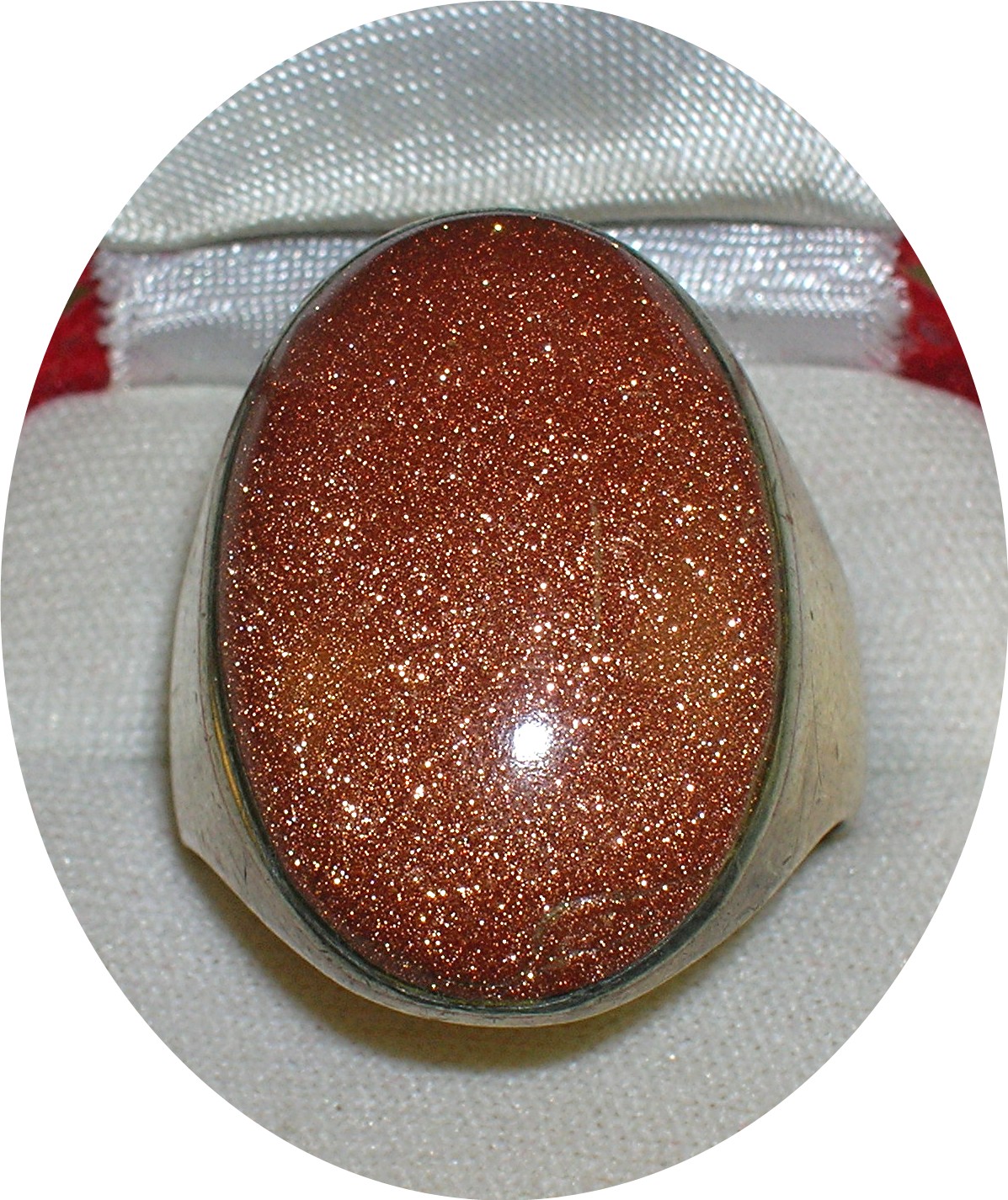Vintage Sterling Silver and Goldstone Ring