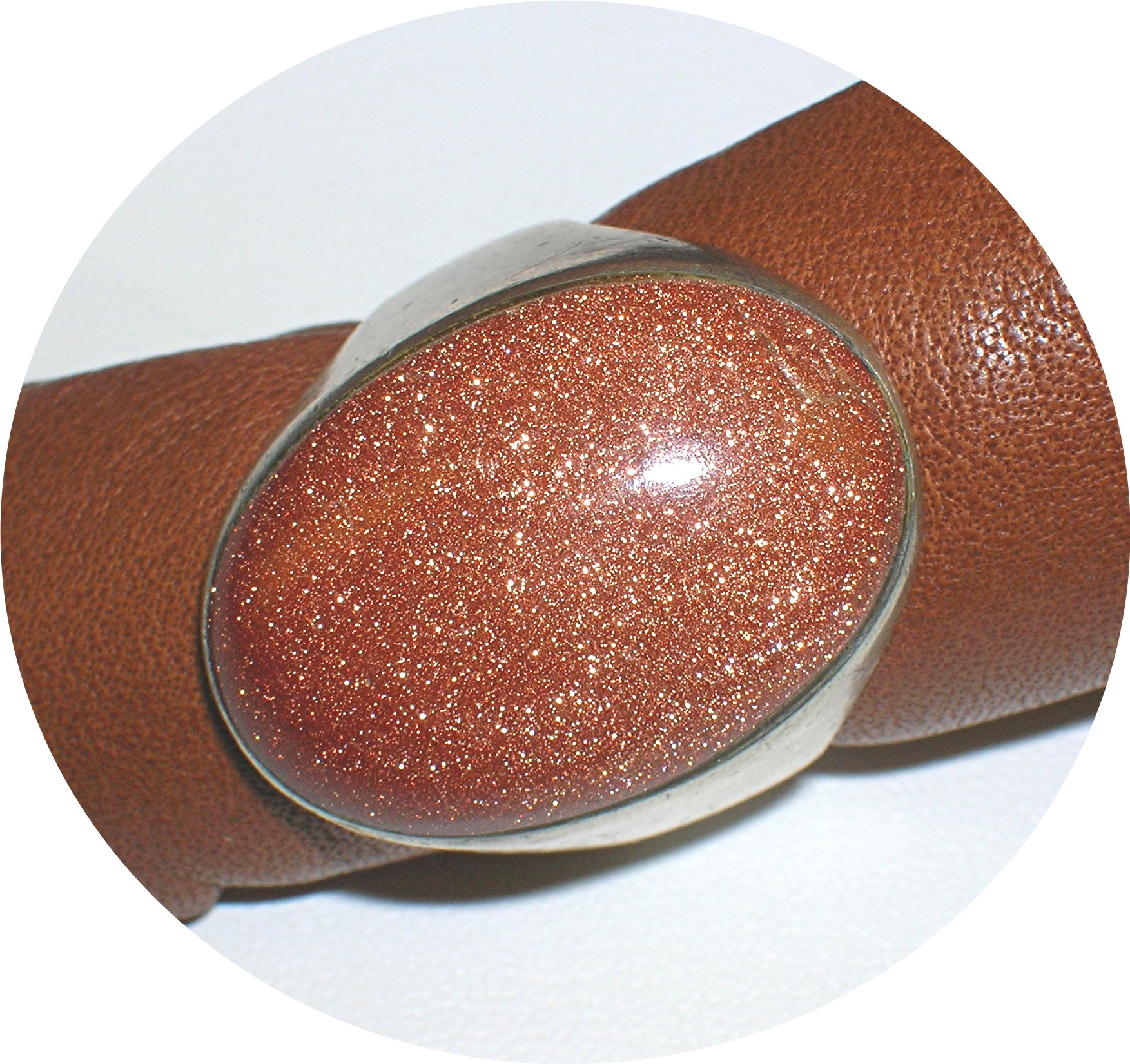 Vintage Sterling Silver and Goldstone Ring