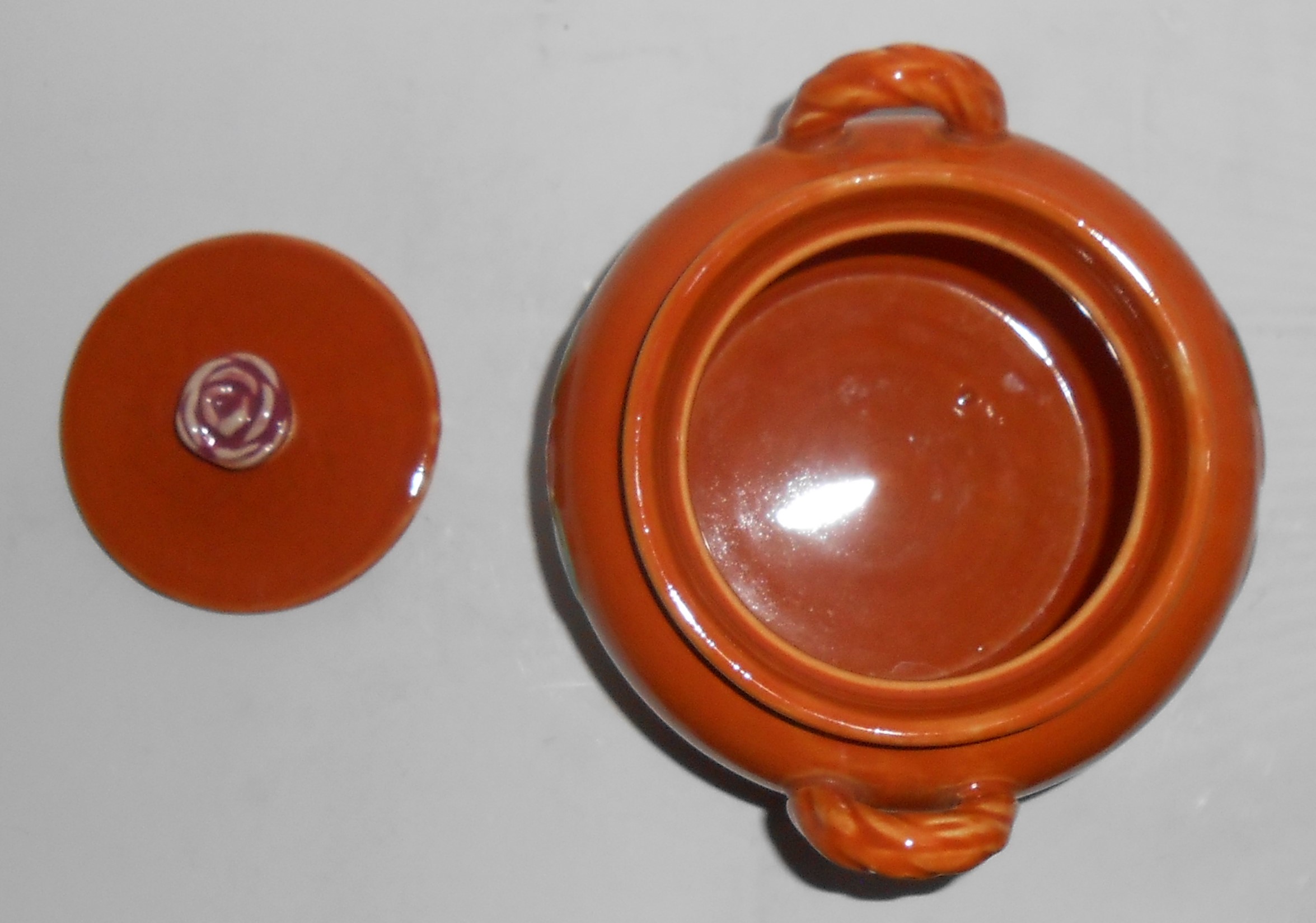 Coors Pottery Rosebud Orange Utility Jar W/Lid #3
