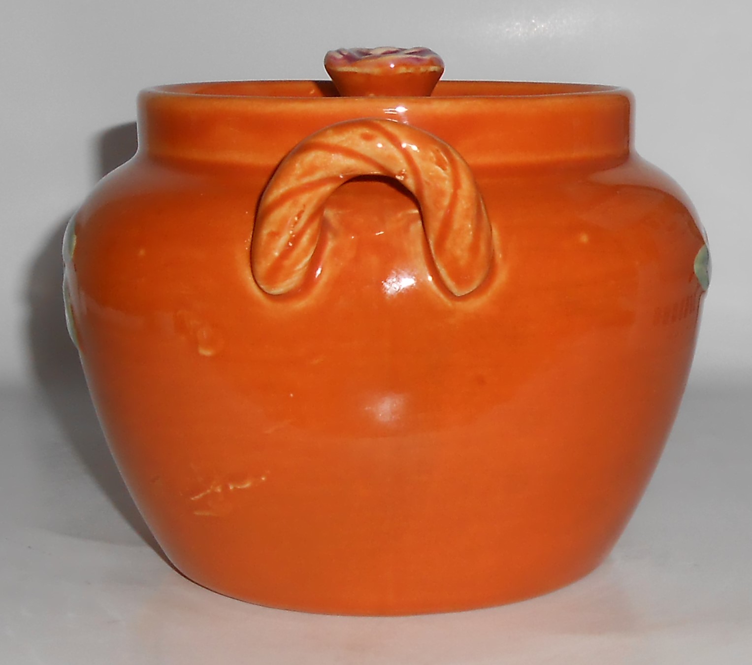 Coors Pottery Rosebud Orange Utility Jar W/Lid #3