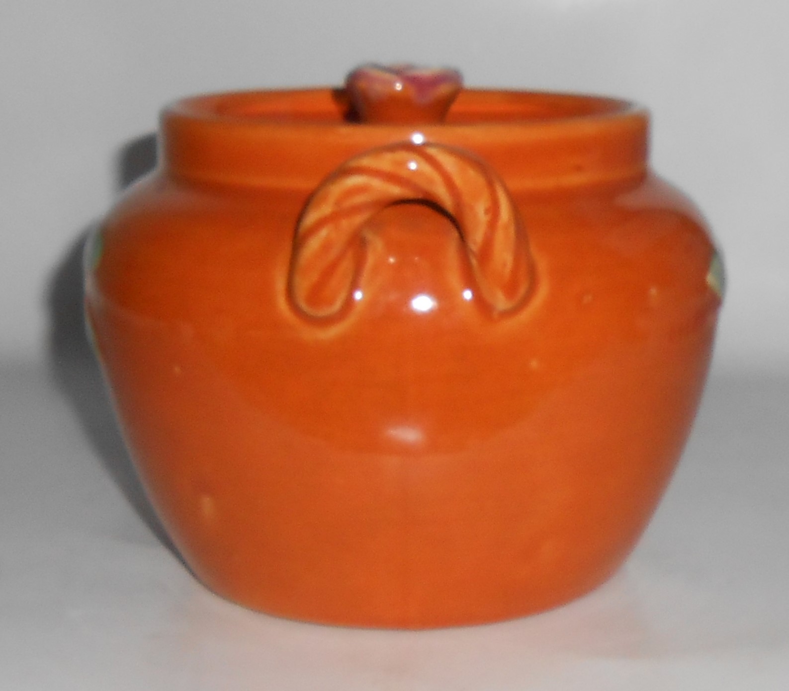 Coors Pottery Rosebud Orange Utility Jar W/Lid #3