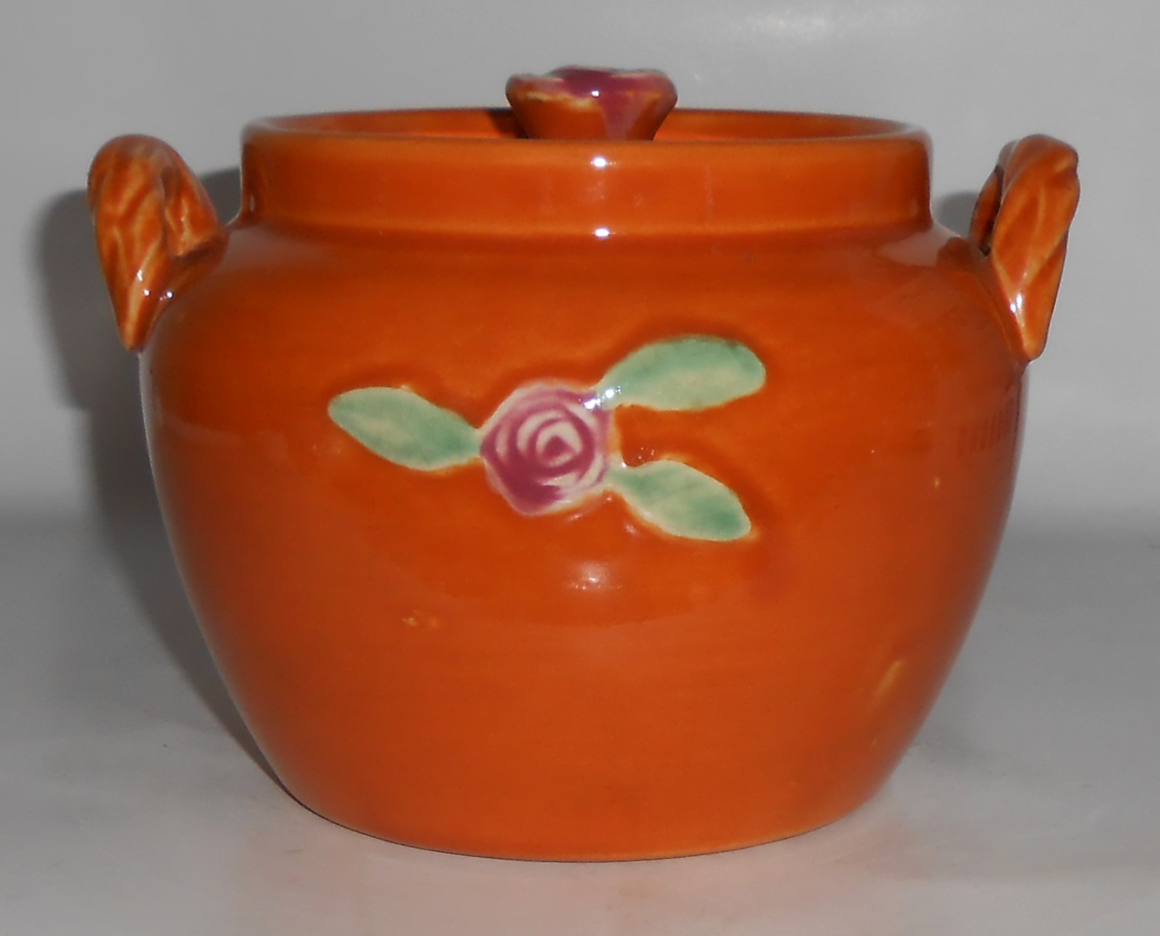 Coors Pottery Rosebud Orange Utility Jar W/Lid #3