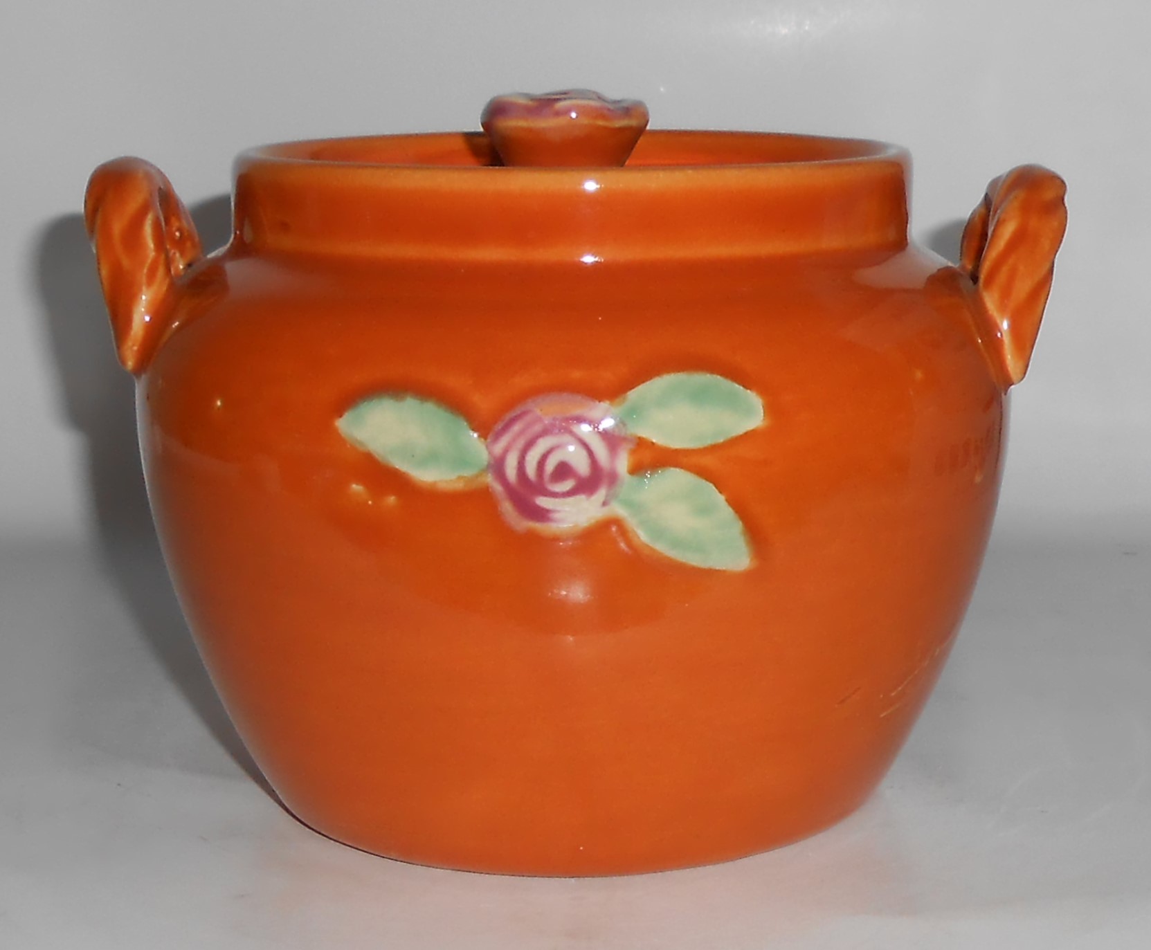 Coors Pottery Rosebud Orange Utility Jar W/Lid #3