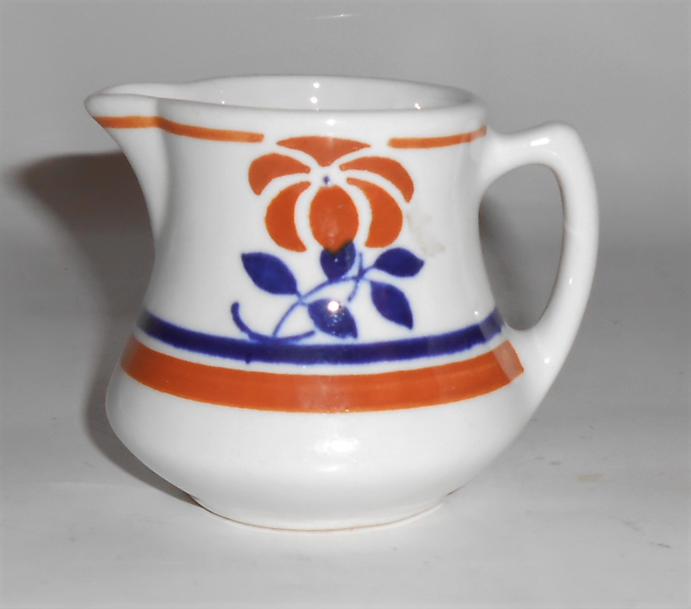 Shenango China Restaurant Blue/Orange Floral Creamer