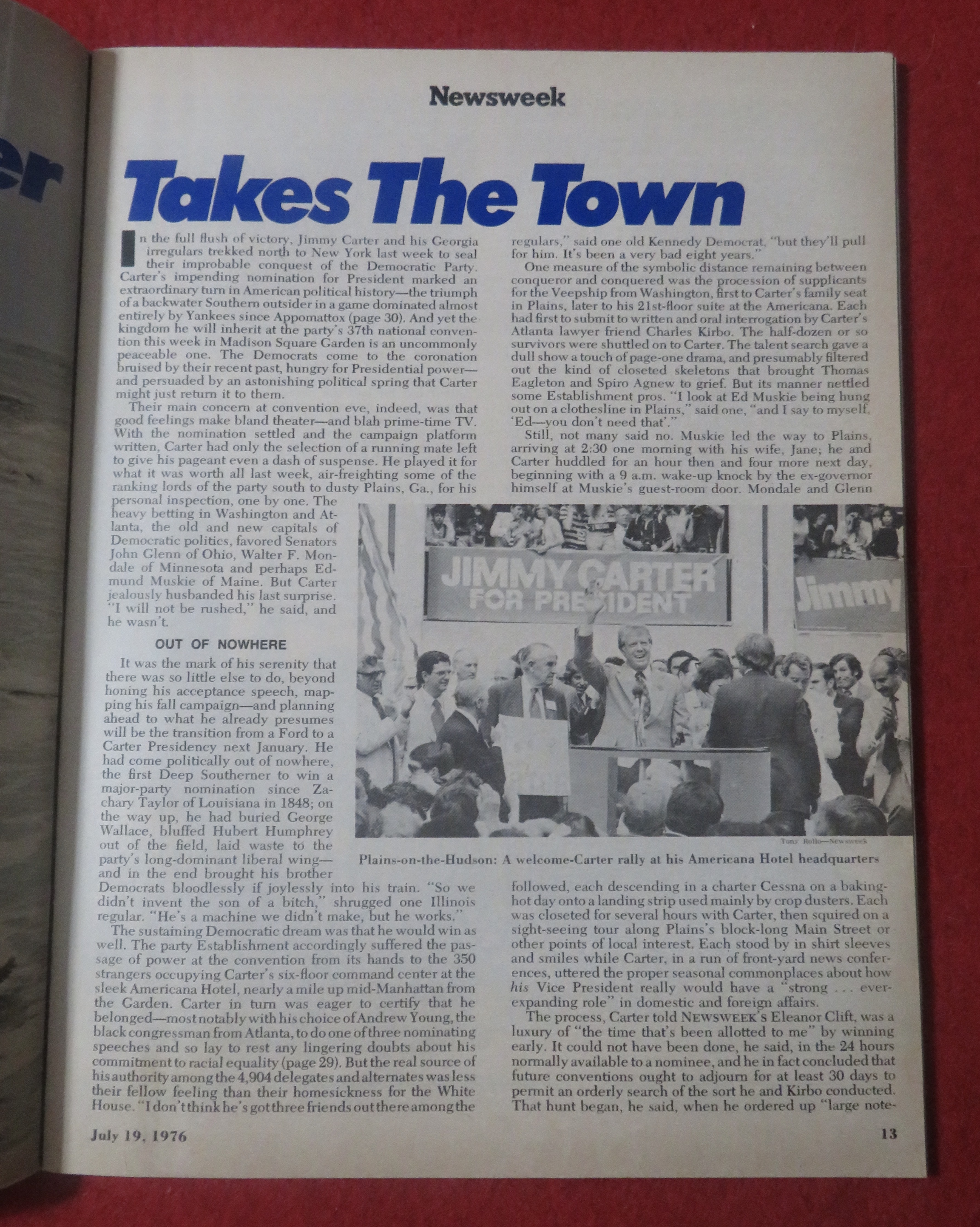 Newsweek Magazine July  19, 1976 Coming of Carter