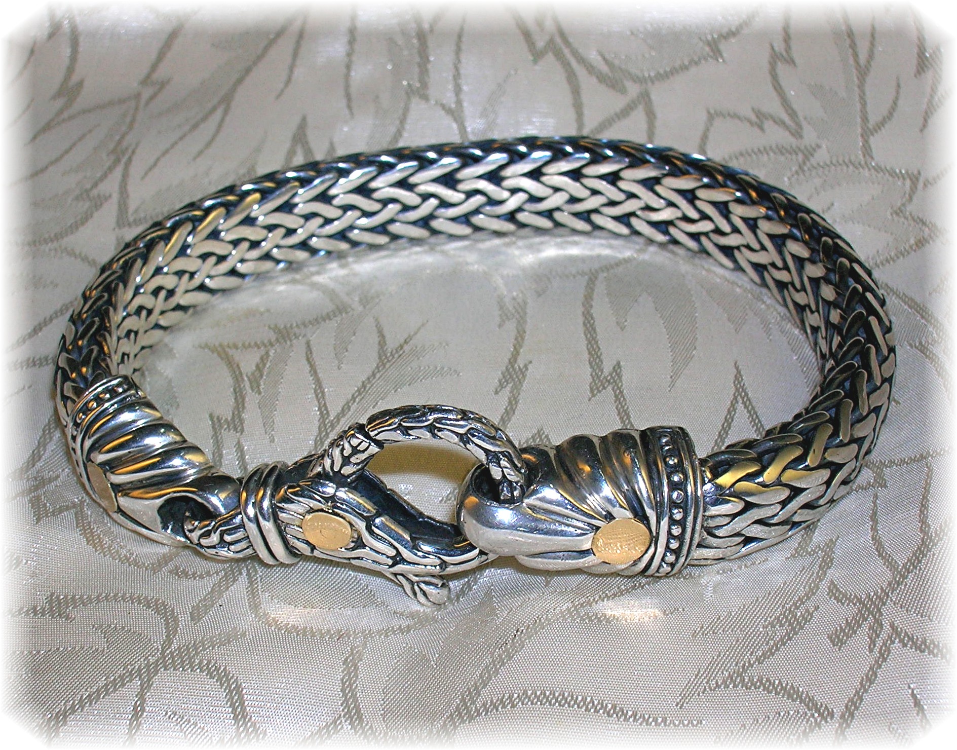 BraceletSterling Silver Gold Accent Lobster Hook Signed