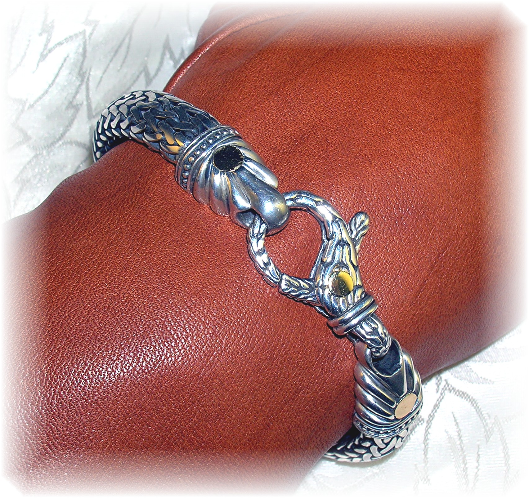 BraceletSterling Silver Gold Accent Lobster Hook Signed