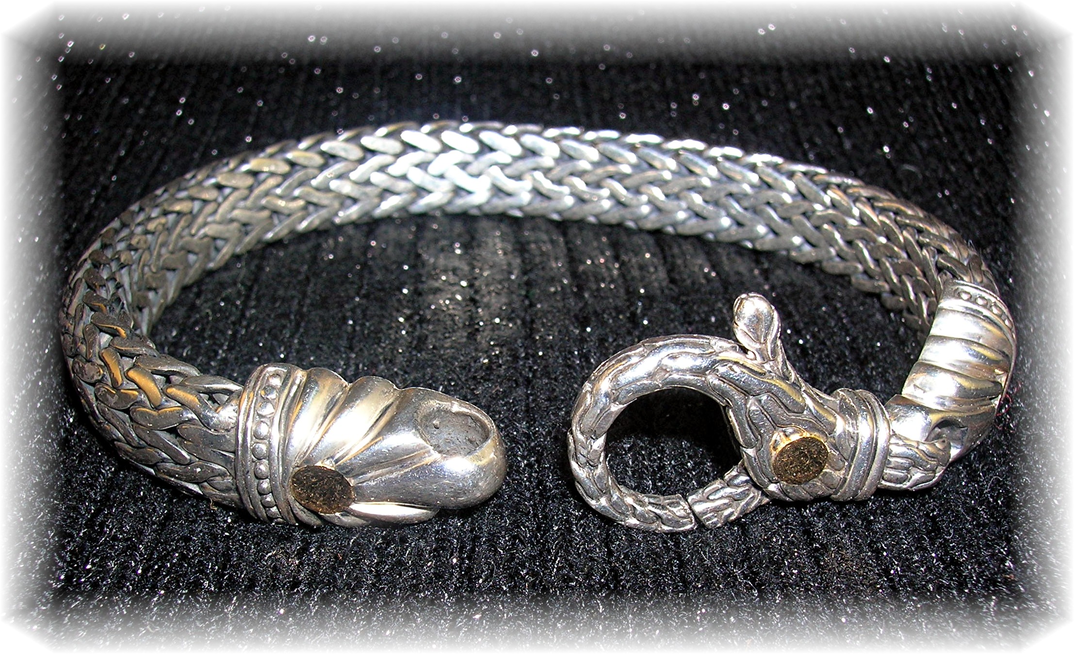 BraceletSterling Silver Gold Accent Lobster Hook Signed