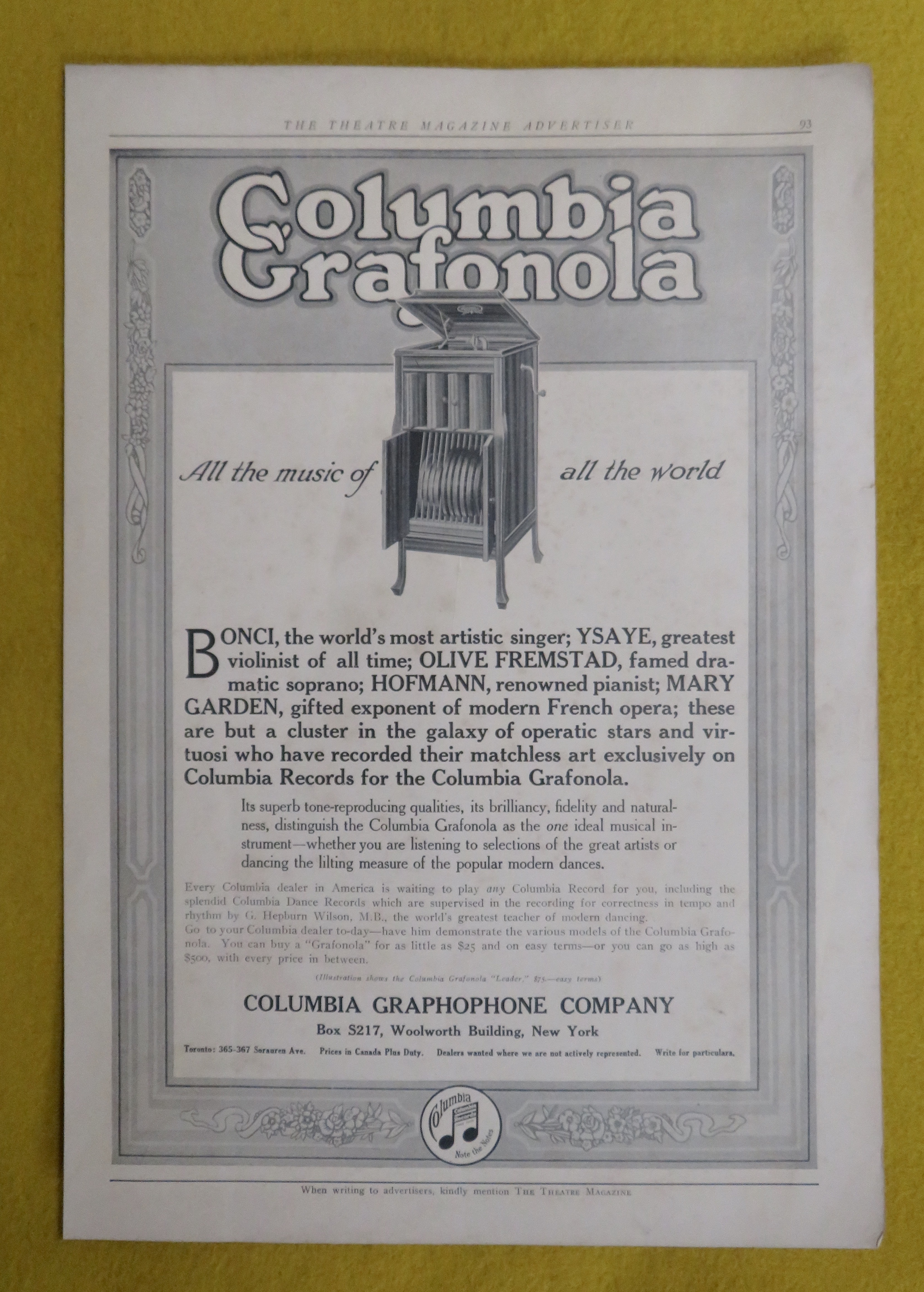 1914 Columbia Graphophone with the Grafonola