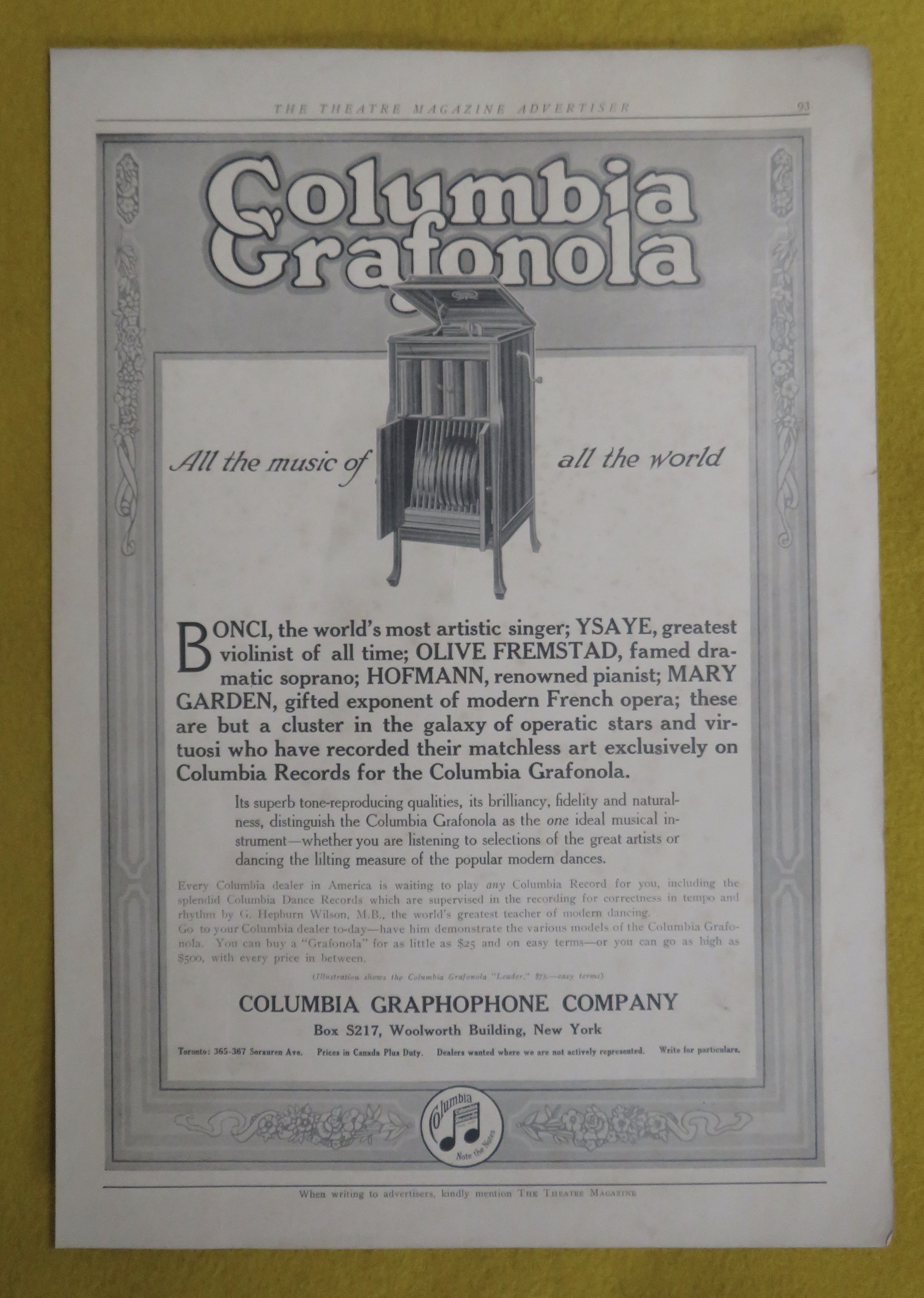1914 Columbia Graphophone with the Grafonola