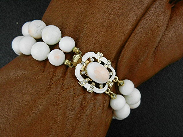 Angelskin Coral 2 Row Enamel Clasp Bracelet