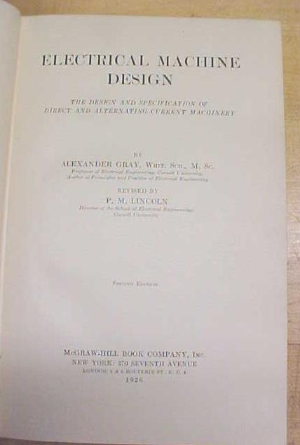 Electrical Machine Design By Gray 1926