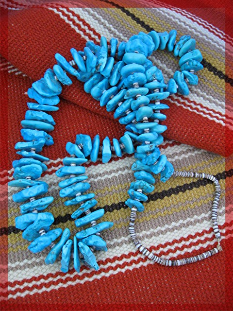 Navajo Sleeping Beauty Turquoise Heishi Necklace