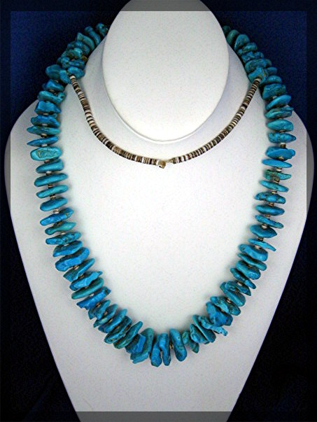 Navajo Sleeping Beauty Turquoise Heishi Necklace