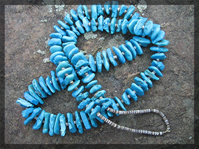 Navajo Sleeping Beauty Turquoise Heishi Necklace