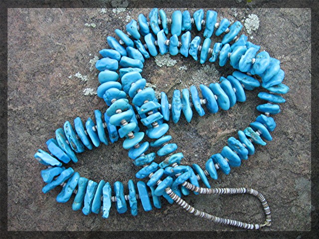 Navajo Sleeping Beauty Turquoise Heishi Necklace