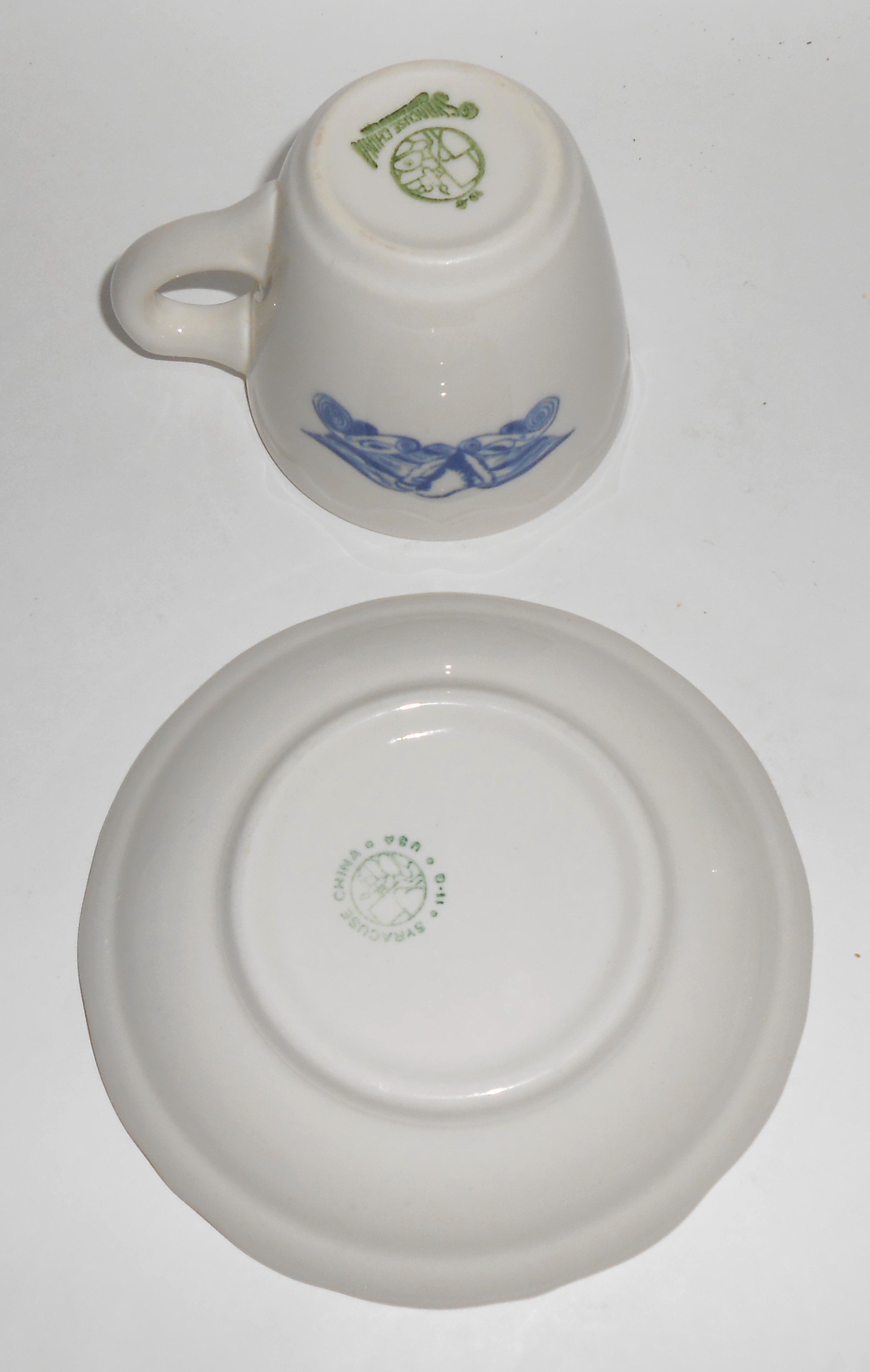 Syracuse Restaurant China Blue Eagle & Flag Cup/Saucer