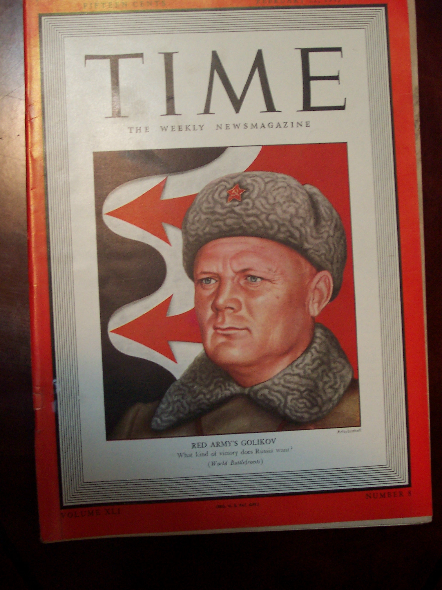 Time Magazine - February 22, 1943 - Golikov Cover