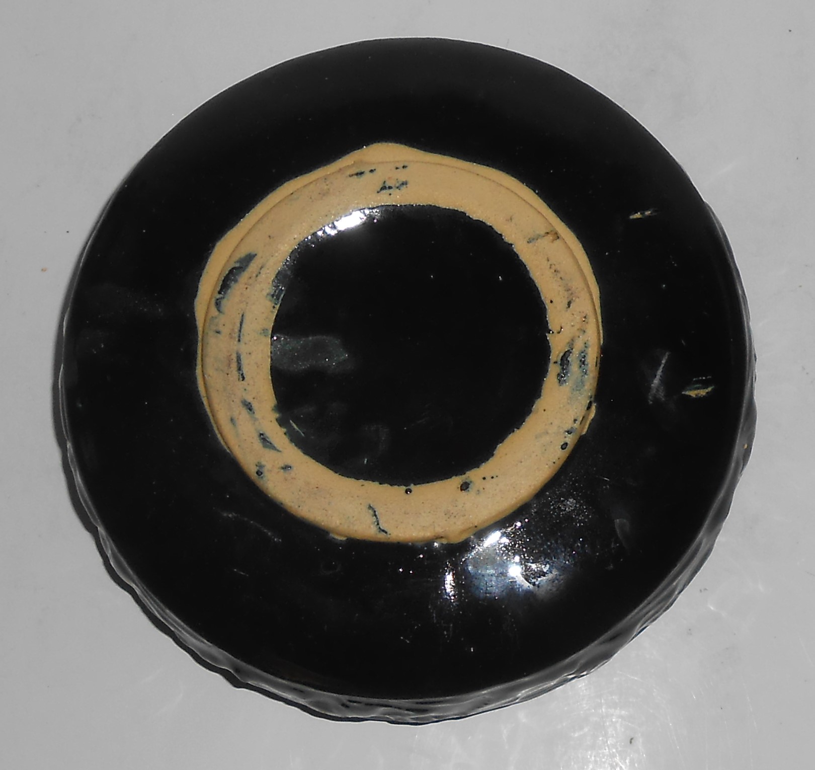 American Art Pottery Black Low Floral Bowl