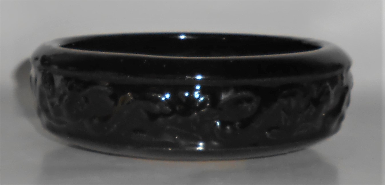 American Art Pottery Black Low Floral Bowl