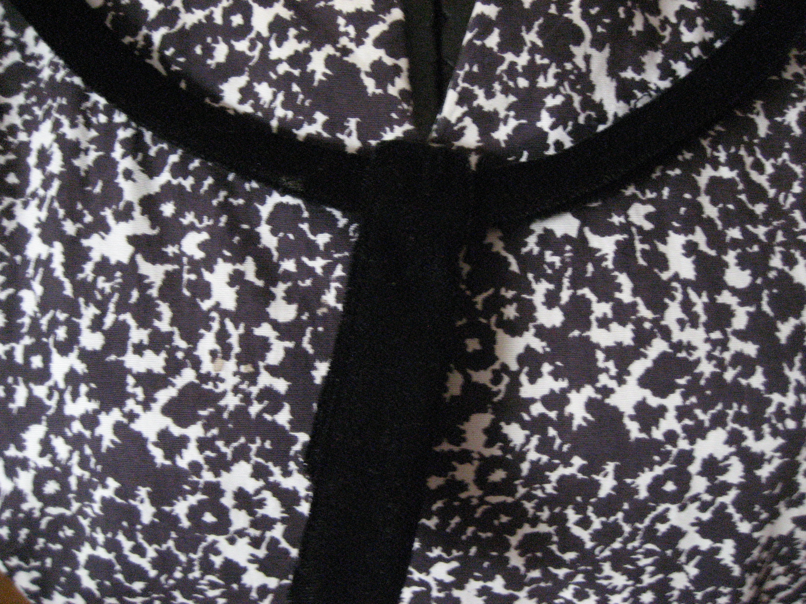 Black and White Dress with Velvet Ribbon Around the Neck