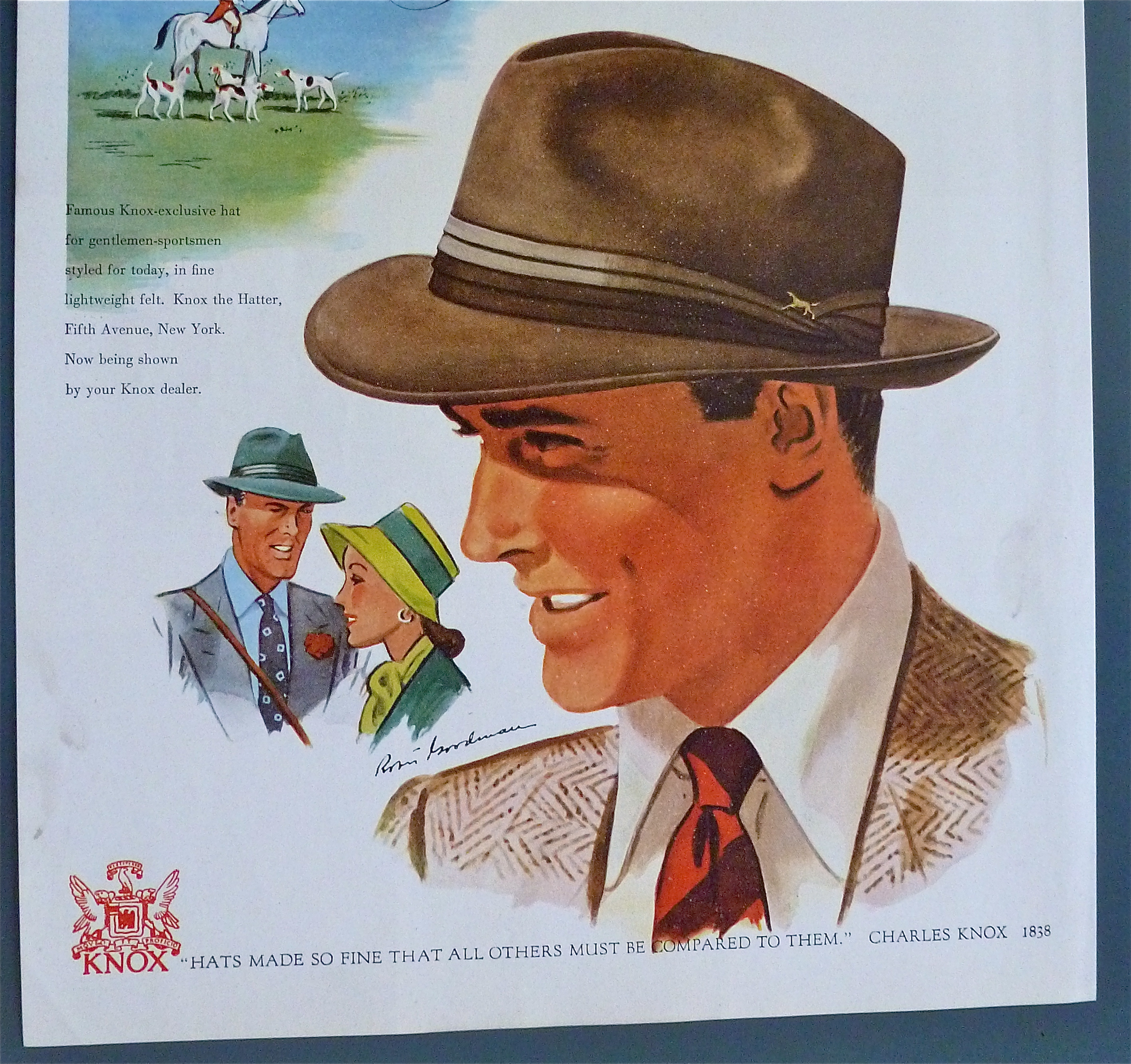 1947 Knox Hats with Man Wearing Hat