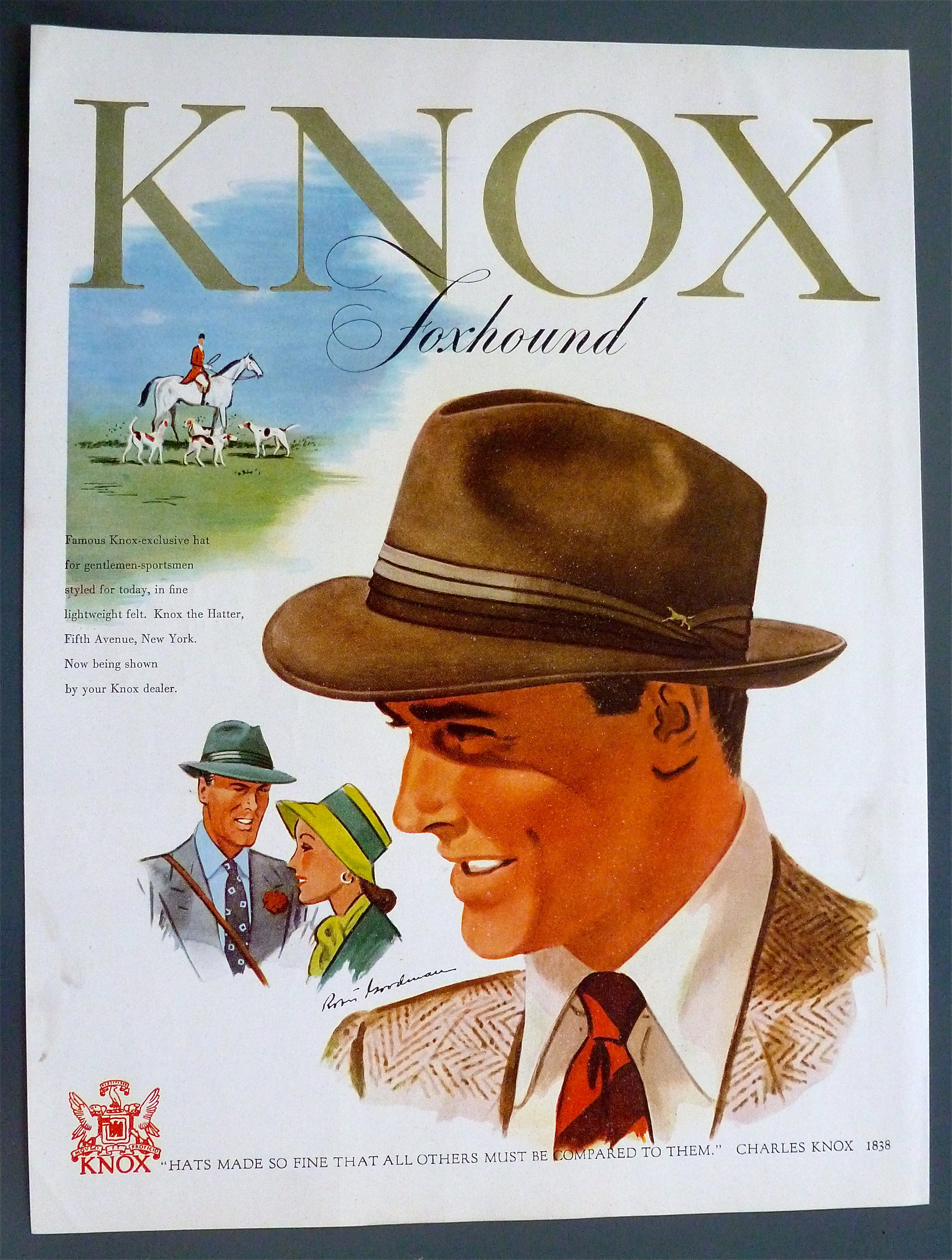 1947 Knox Hats with Man Wearing Hat