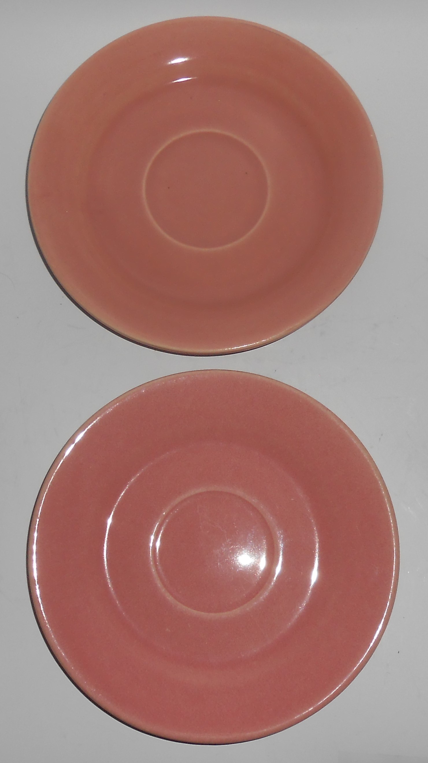 Bauer Pottery La Linda Pair Gloss Pink Saucers