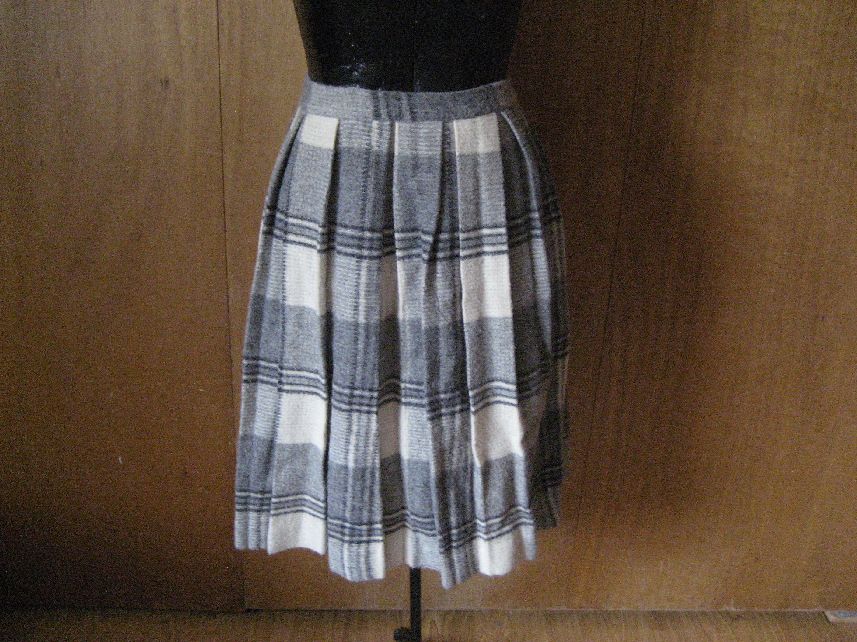 Black, Gray, and White Pleated Skirt