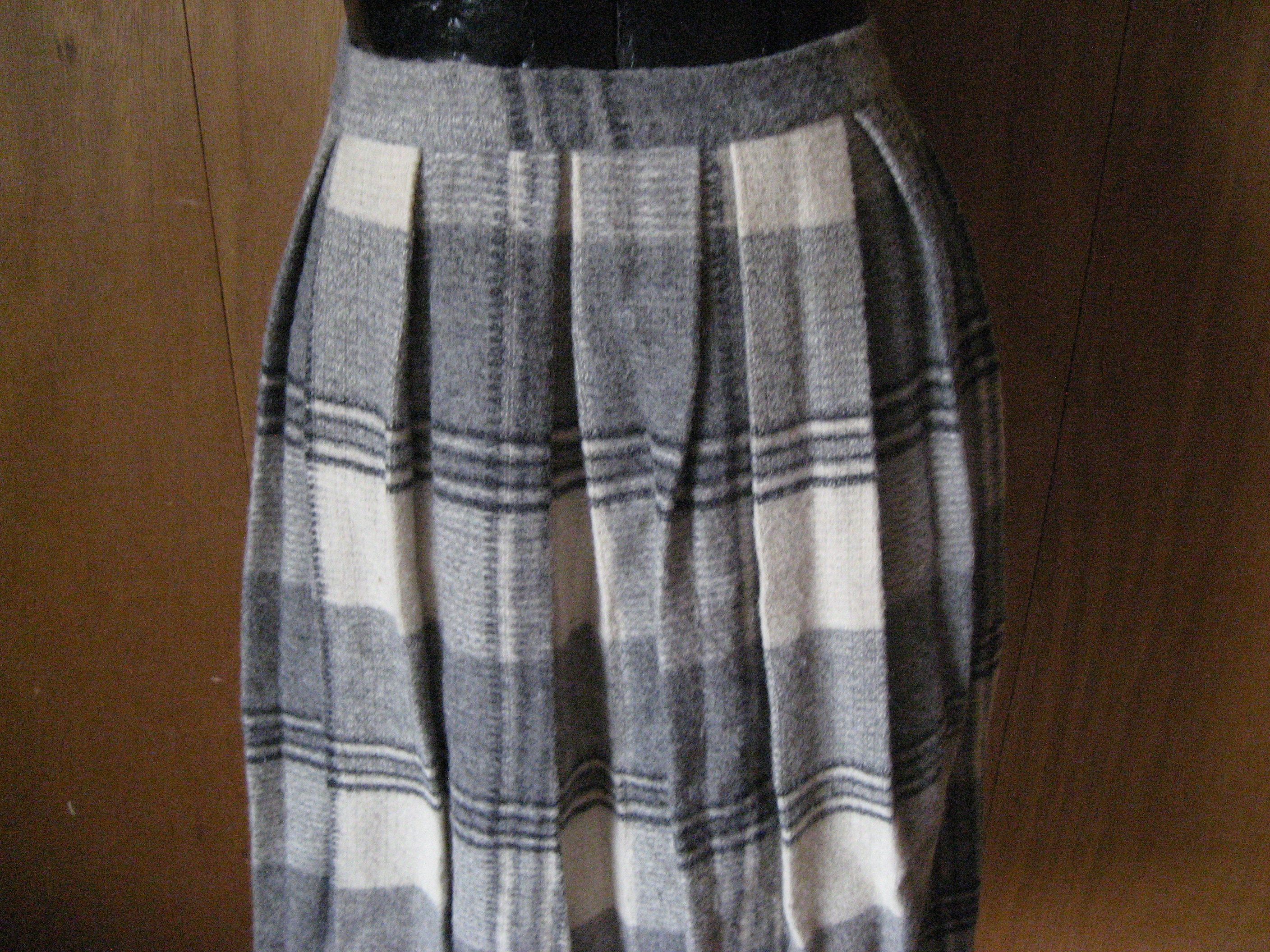 Black, Gray, and White Pleated Skirt