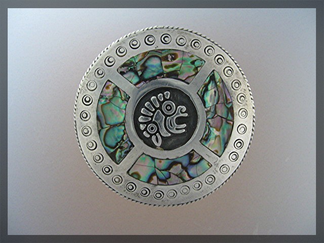 Sterling Silver Abalone Eagle 26 Brooch  LOPEZ Mexico
