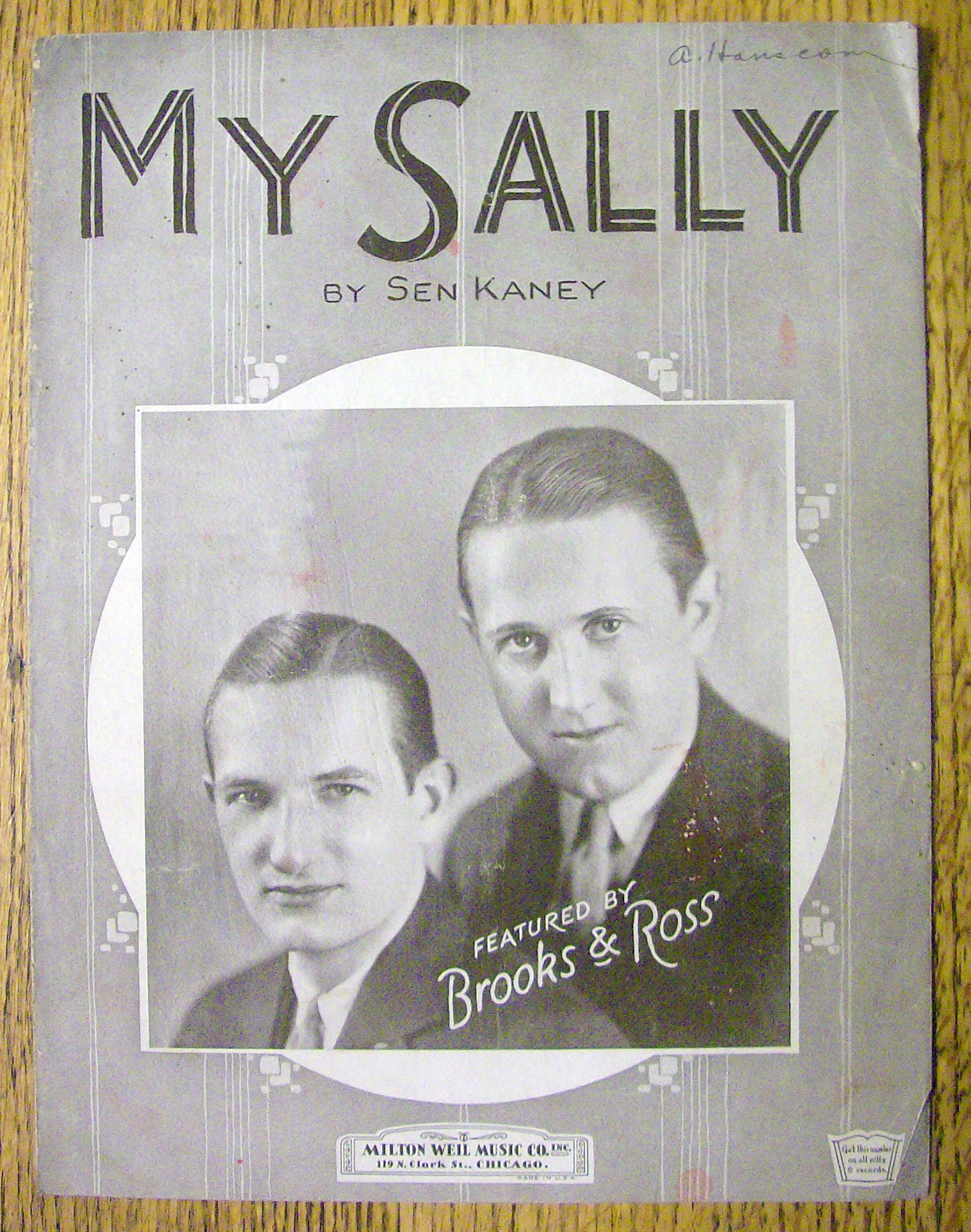 Sheet Music For 1924 My Sally