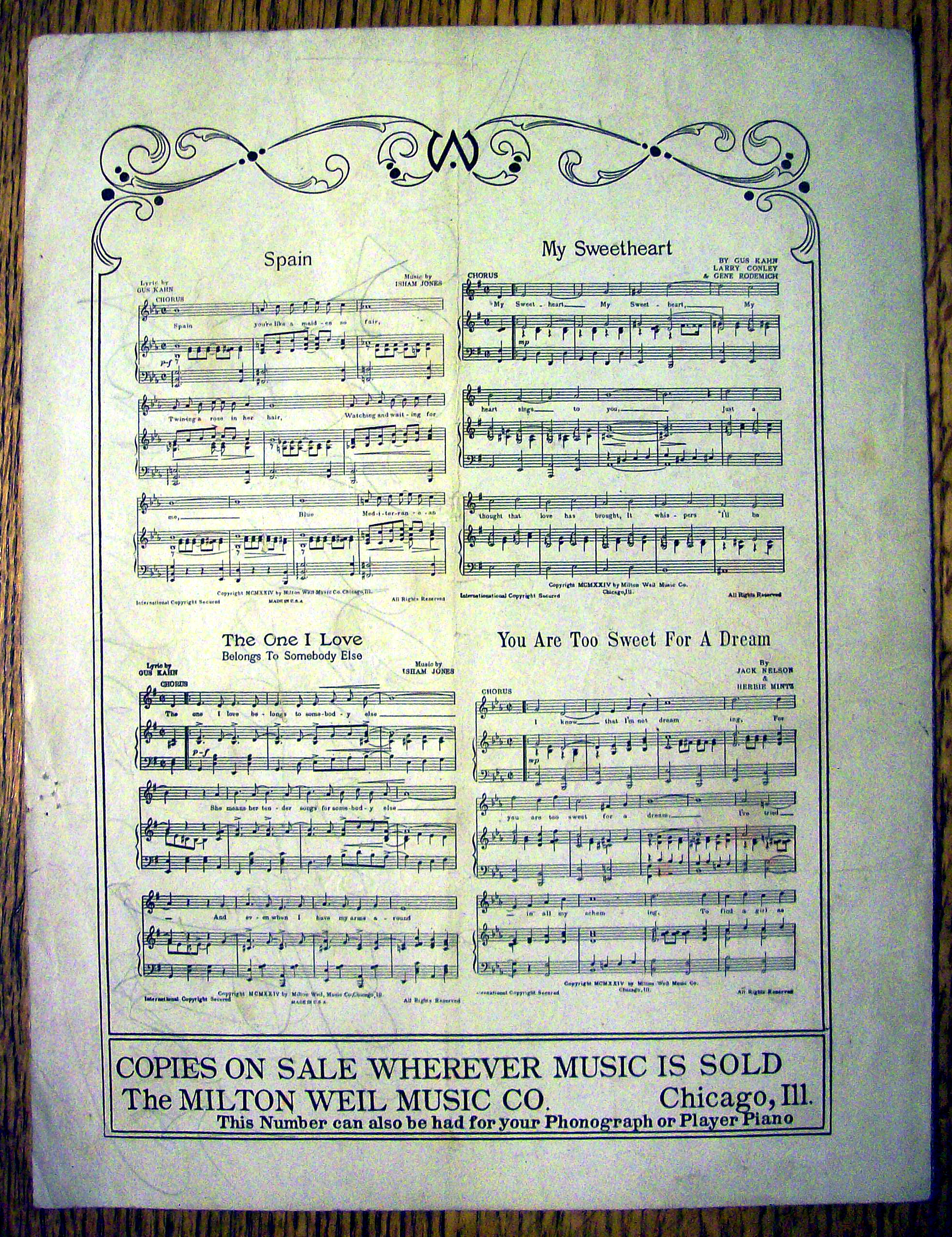 Sheet Music For 1924 My Sally
