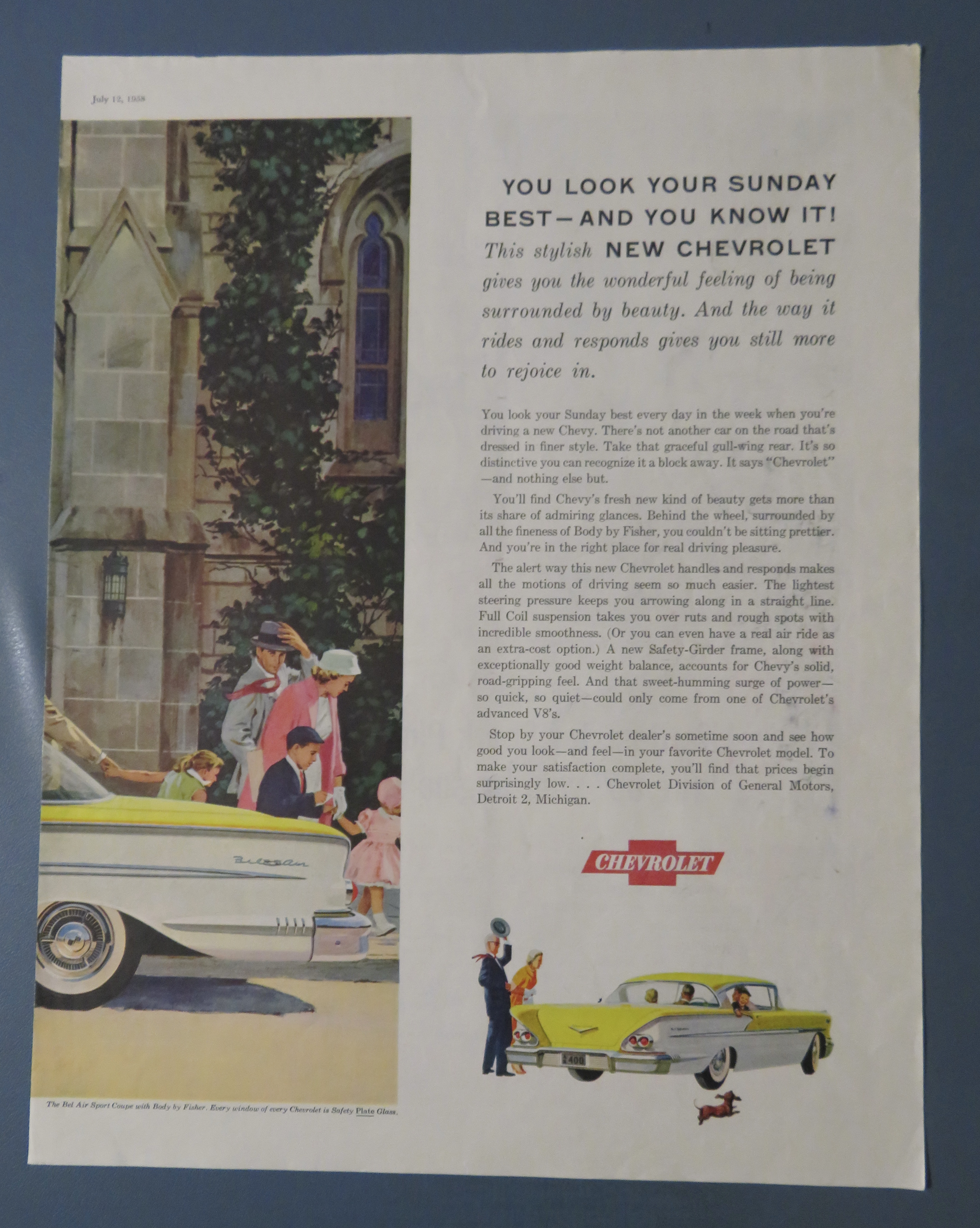 1958 Chevrolet Automobile with the Bel Air Sport Coupe