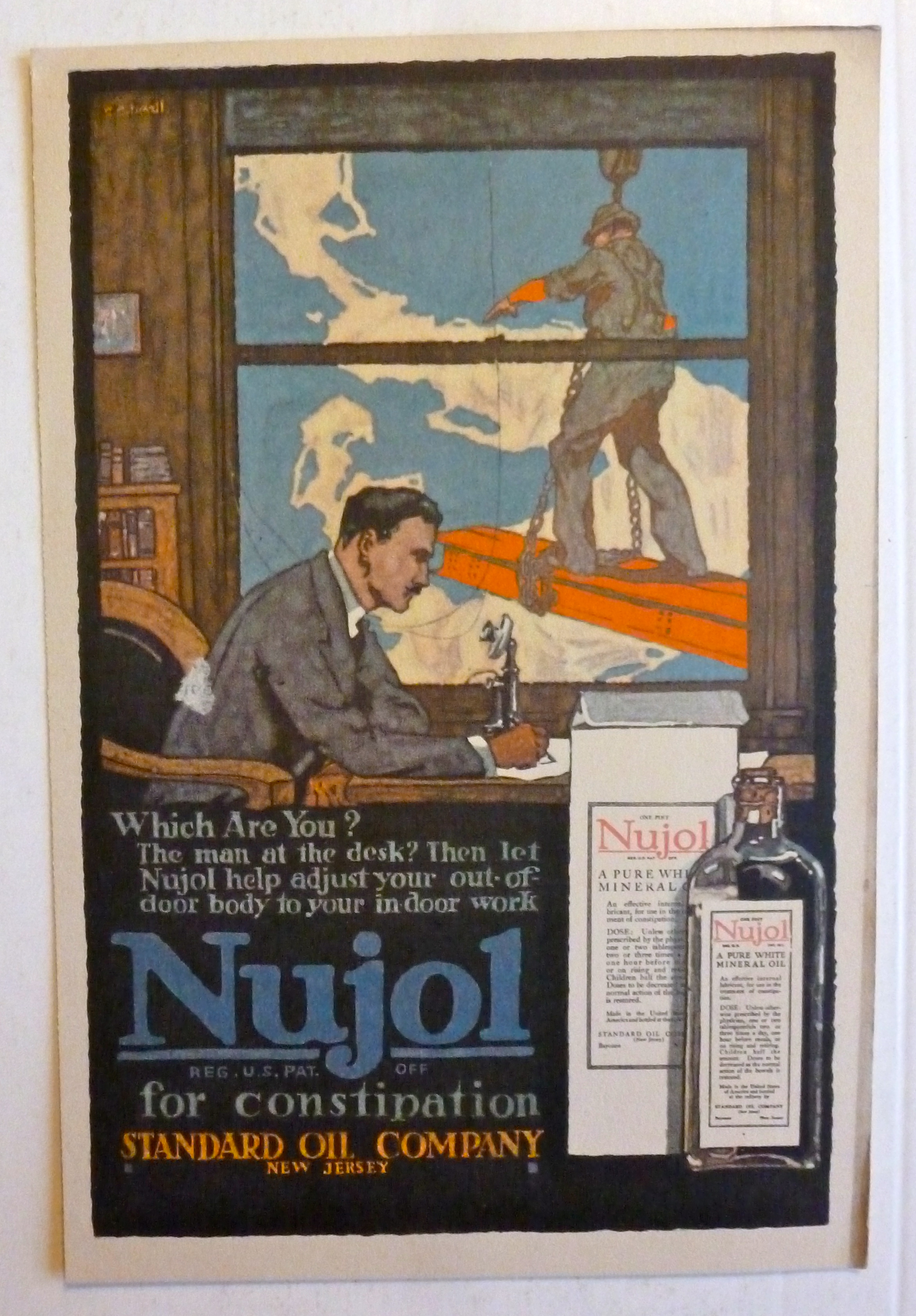 1917 Nujol For Constipation w/ Man Sitting At Table