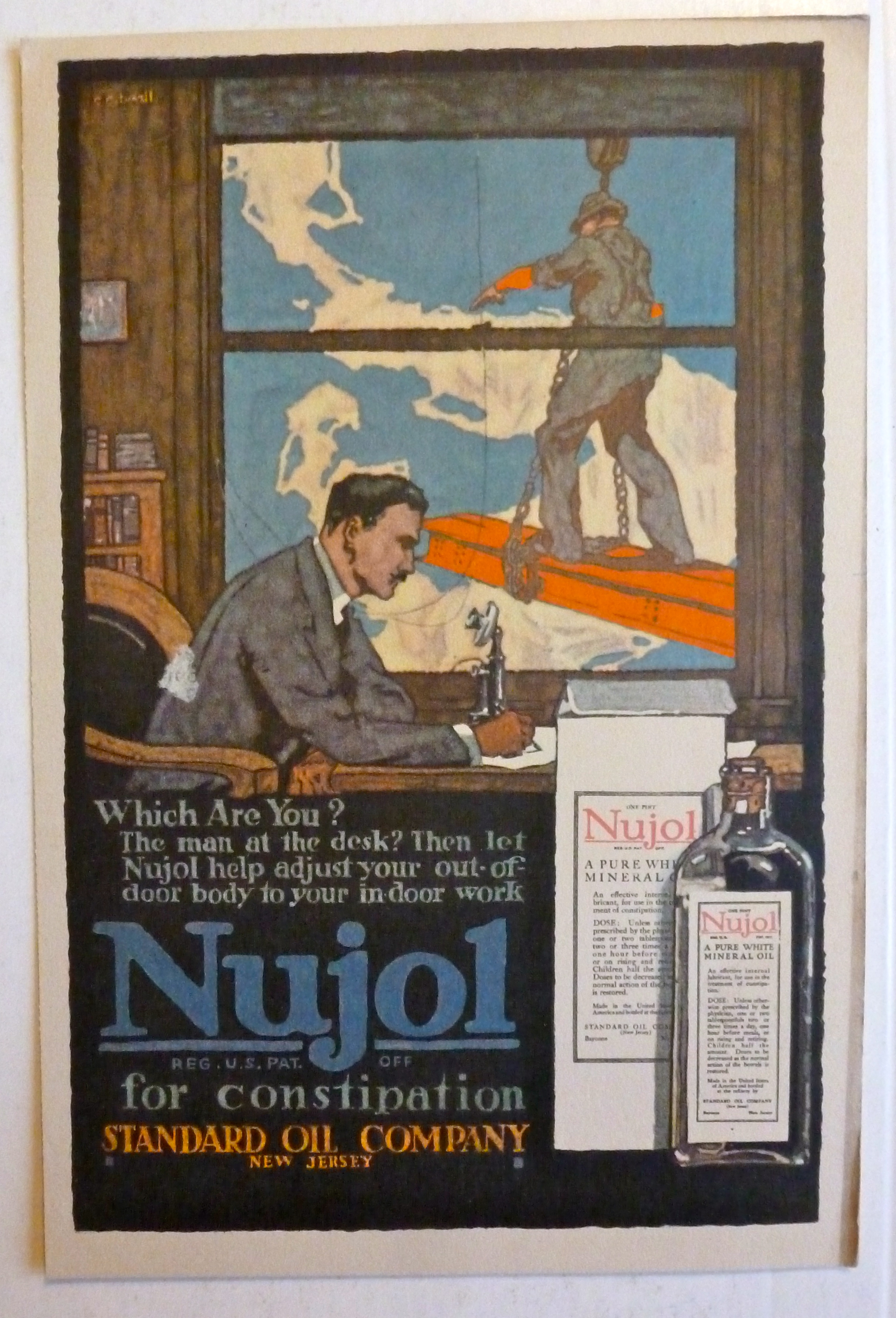 1917 Nujol For Constipation w/ Man Sitting At Table