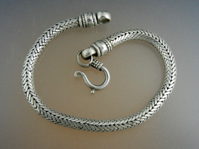 Snake Bracelet Sterling Silver Hook Clasp