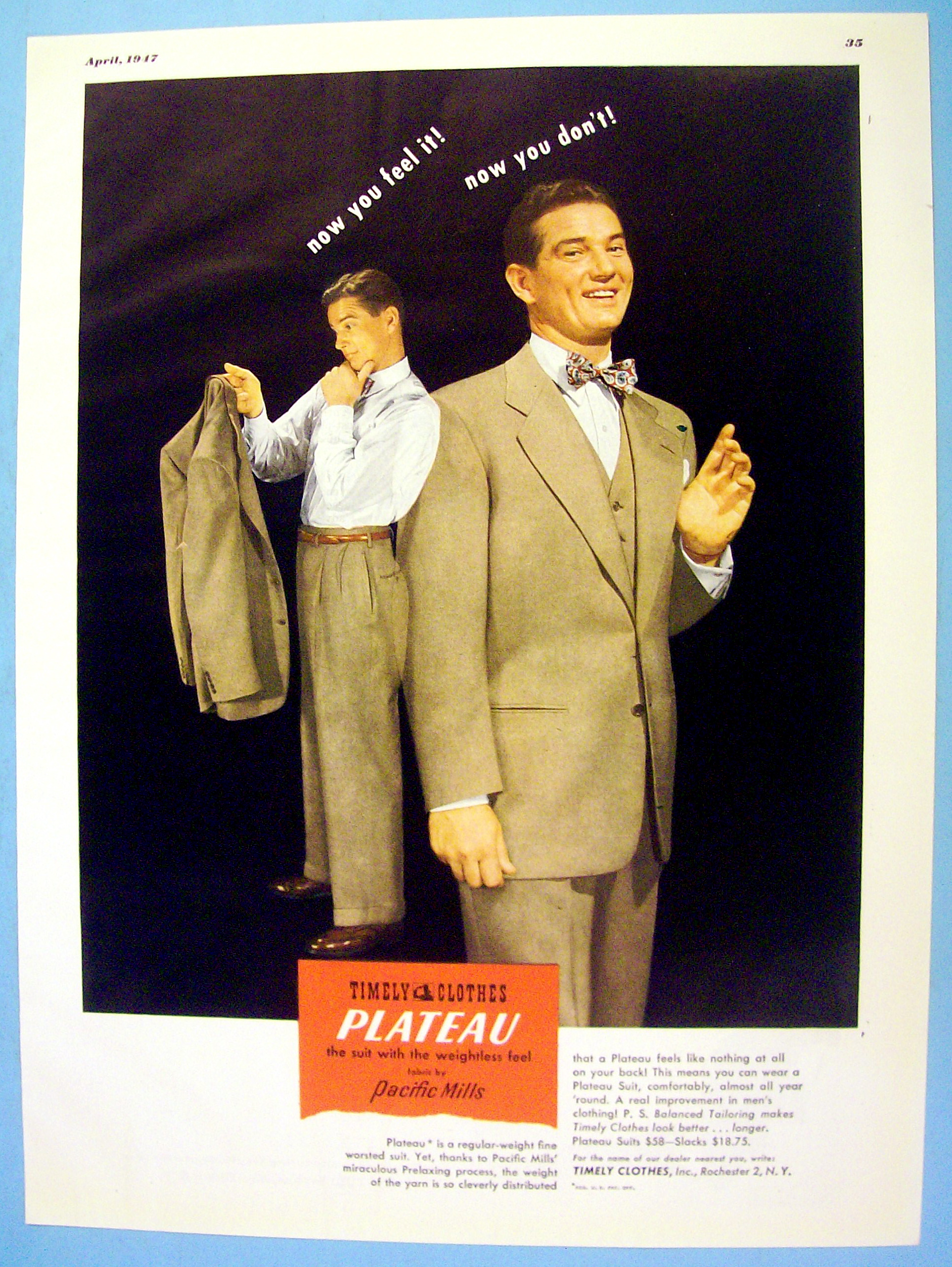 1947 Timely Clothes with Man in Plateau Suit