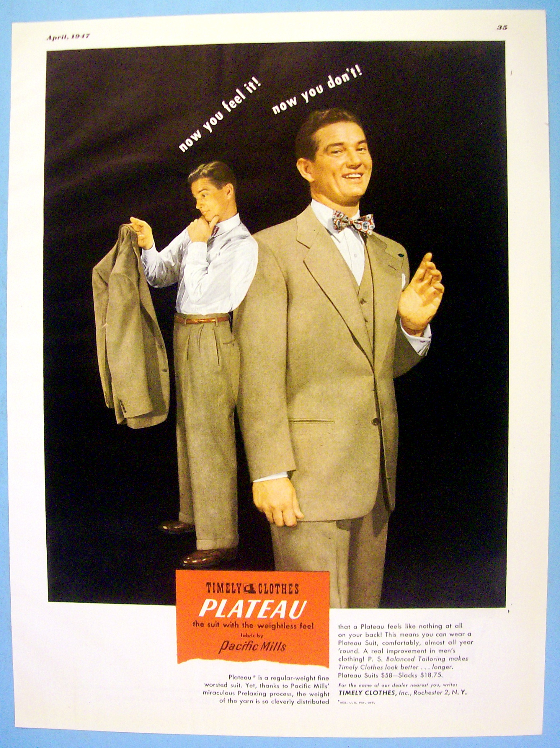 1947 Timely Clothes with Man in Plateau Suit