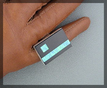 Sterling Silver Green Blue Opal Onyx Ring Designer JS