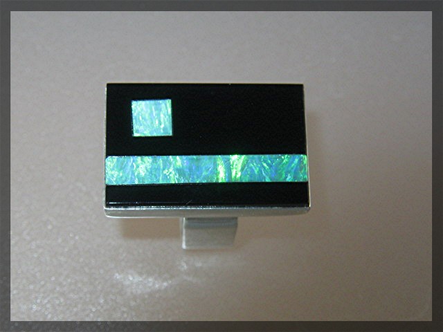 Sterling Silver Green Blue Opal Onyx Ring Designer JS
