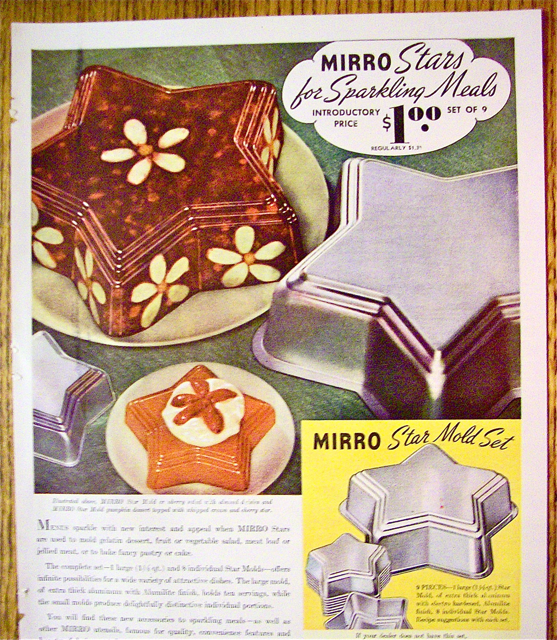 1937 Mirro Star Mold Set with Jell-O Molds