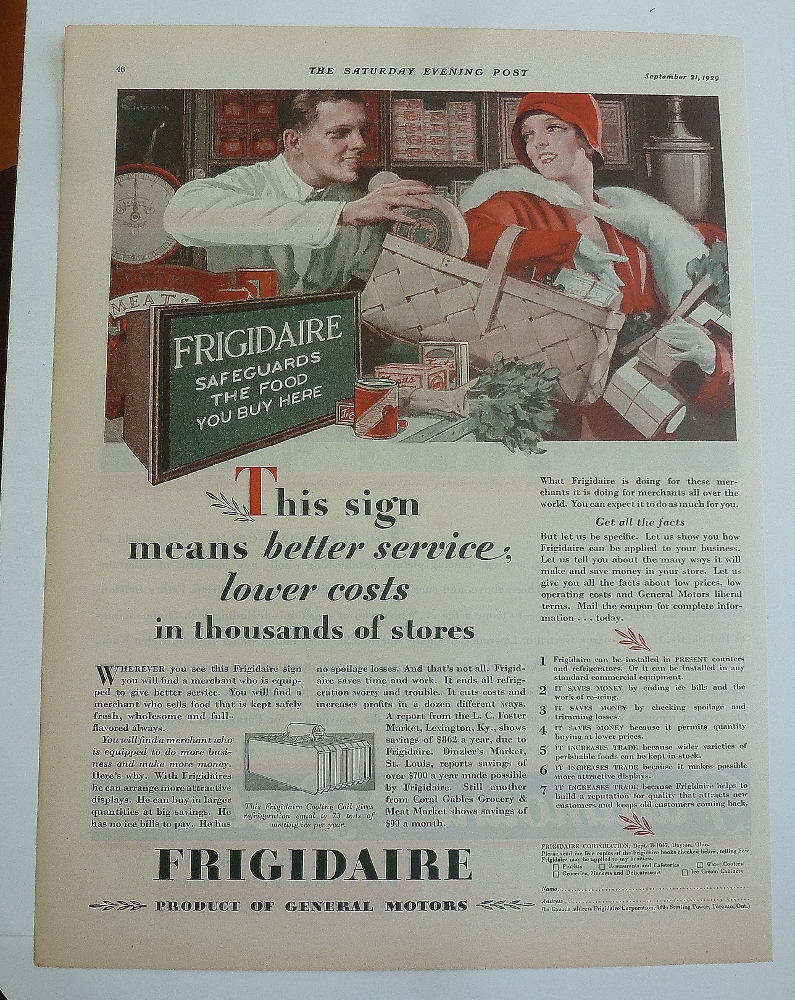 1929 Frigidaire With Woman Shopping
