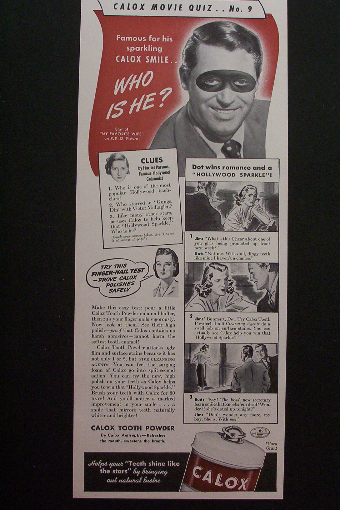 1940 Calox Tooth Powder with Actor Cary Grant