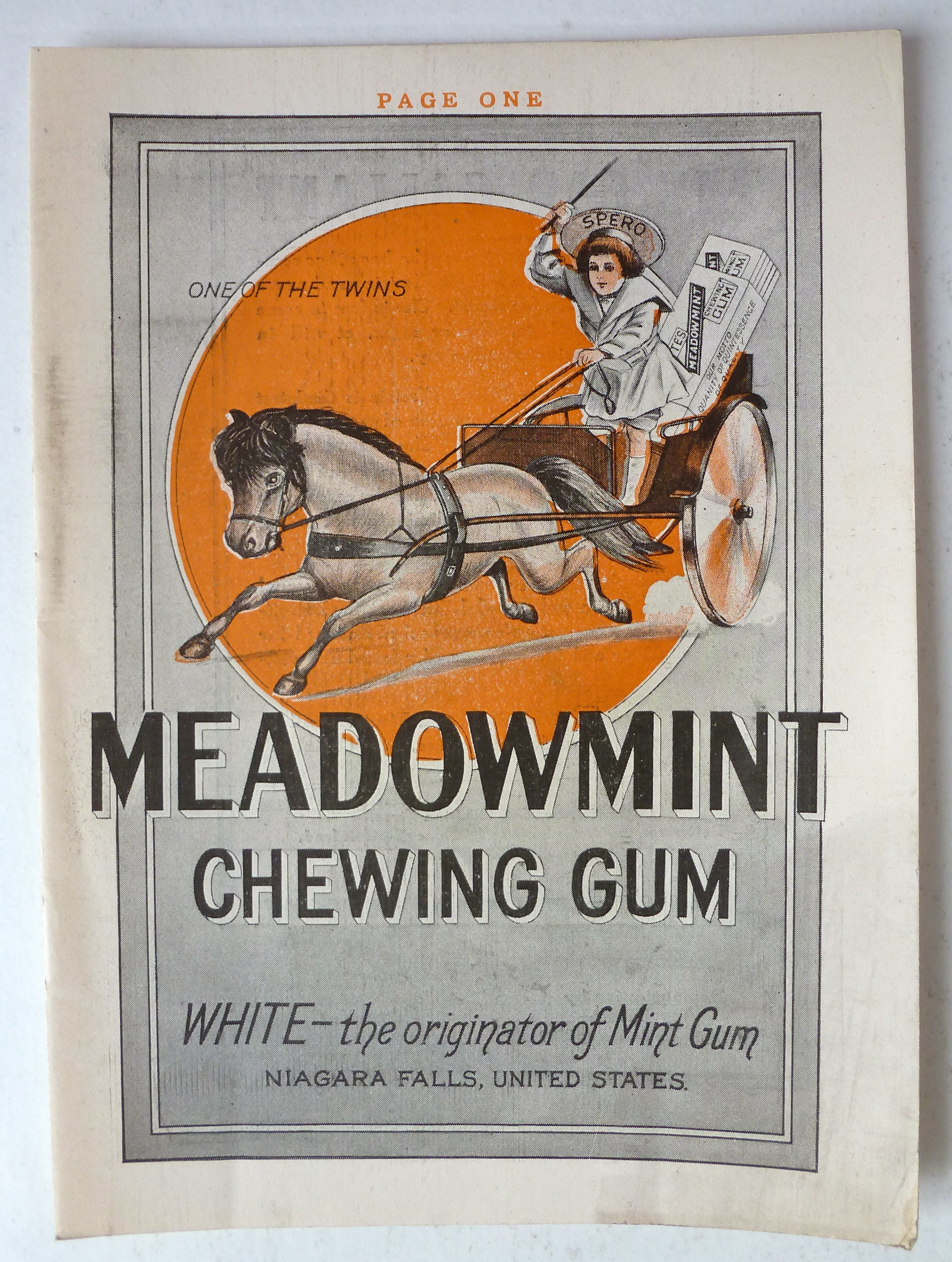 1912 Meadowmint Chewing Gum With Boy In Chariot