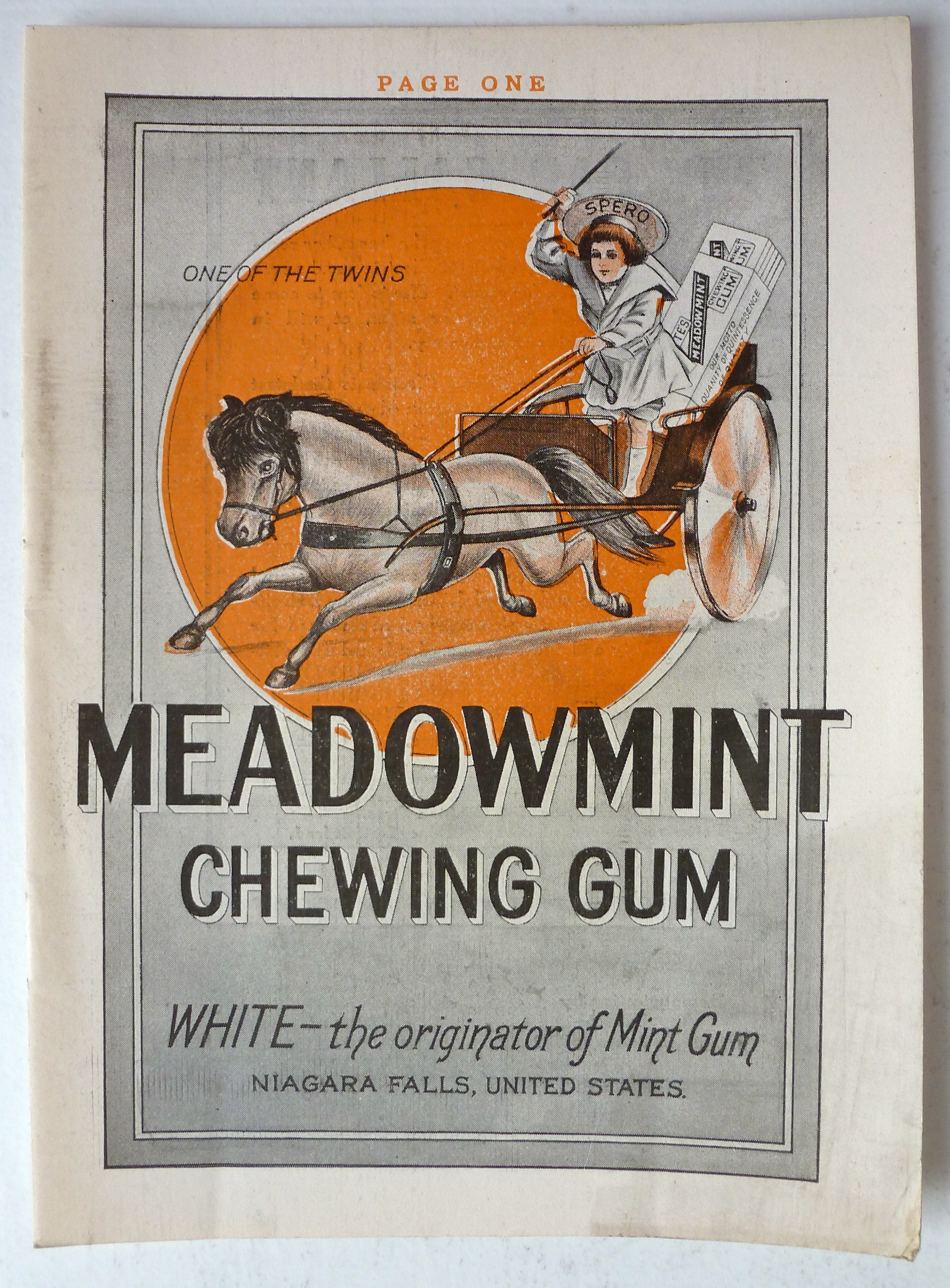1912 Meadowmint Chewing Gum With Boy In Chariot