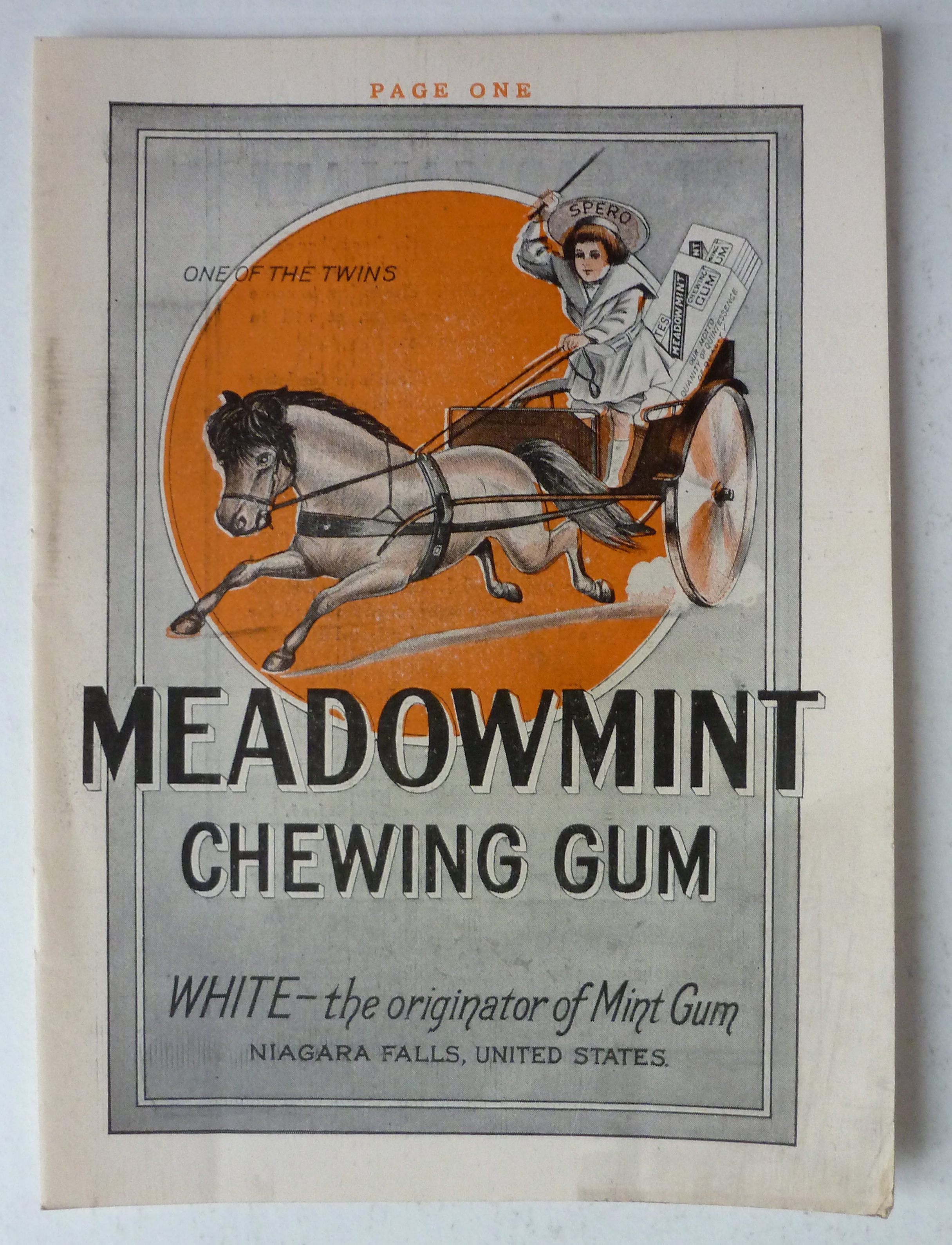 1912 Meadowmint Chewing Gum With Boy In Chariot